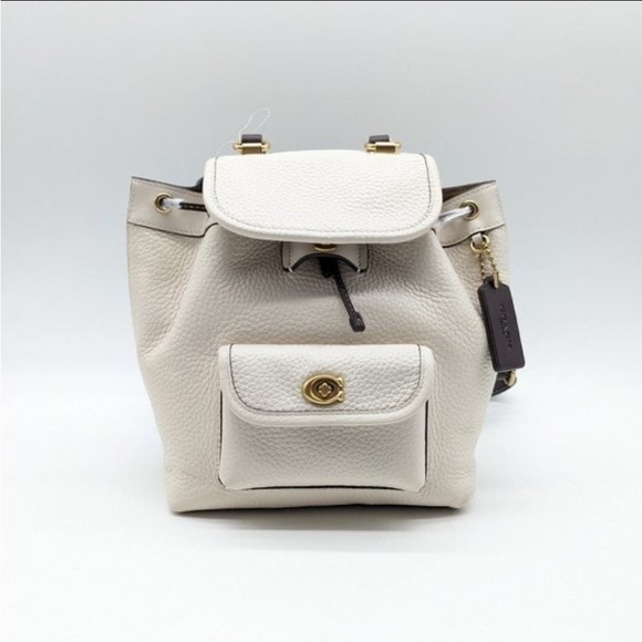 COACH Riya colorblock pebbled leather mini backpack Leather Chalk - Picture 7 of 7